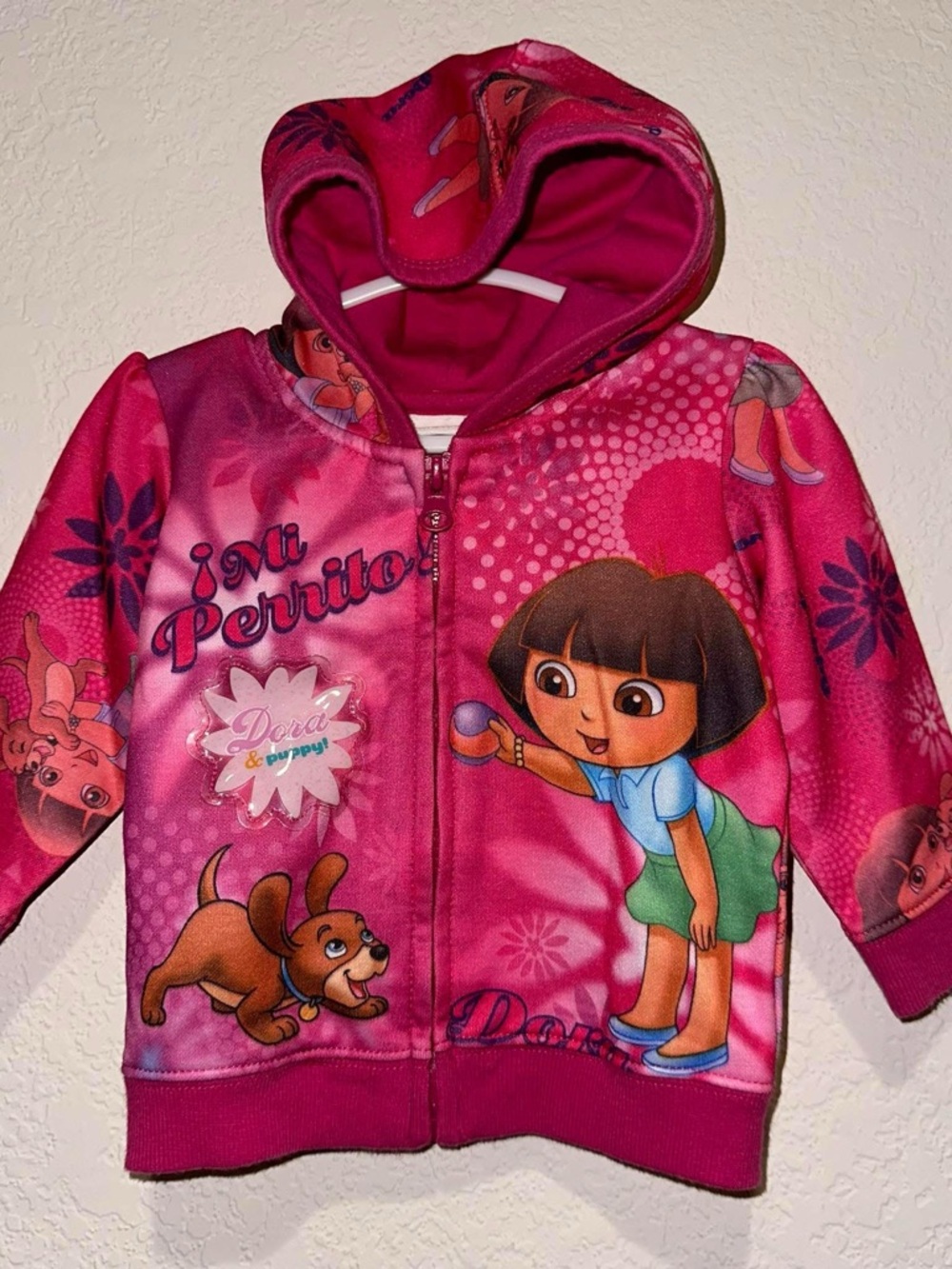 Y2K Nickelodeon Dora and Puppy Hooded Jacket! English/Spanish. Size 12 Months
